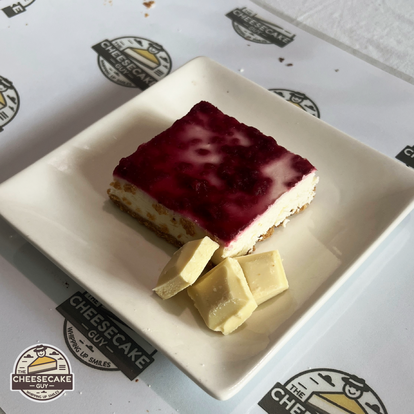 Raspberry & White Chocolate Cheesecake Slice